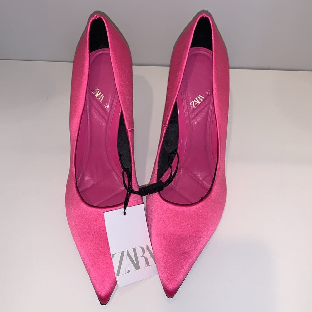 Zara Satin‎ Pointed Stiletto Heels - Picture 9 of 13
